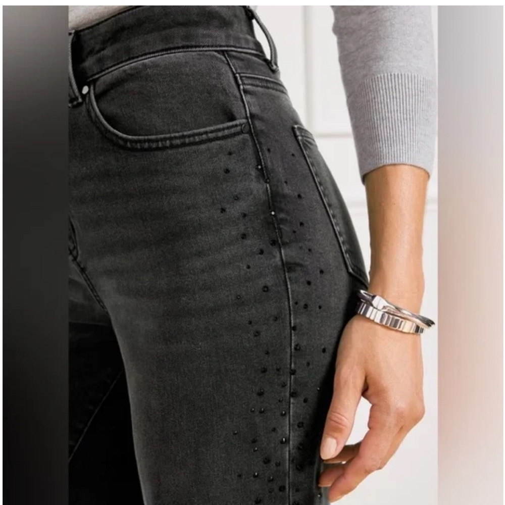 TALBOTS Embellished High Waist Relaxed Jeans in Carbon Jewel 10 - Picture 3 of 6